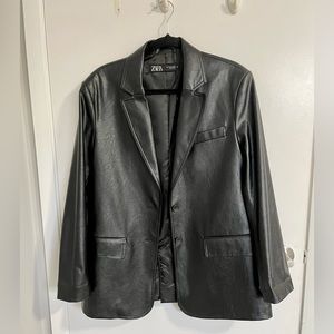 Zara Faux Leather oversized blazer